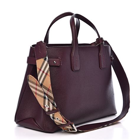 burberry house check derby leather medium banner tote purse|burberry banner house check leather.